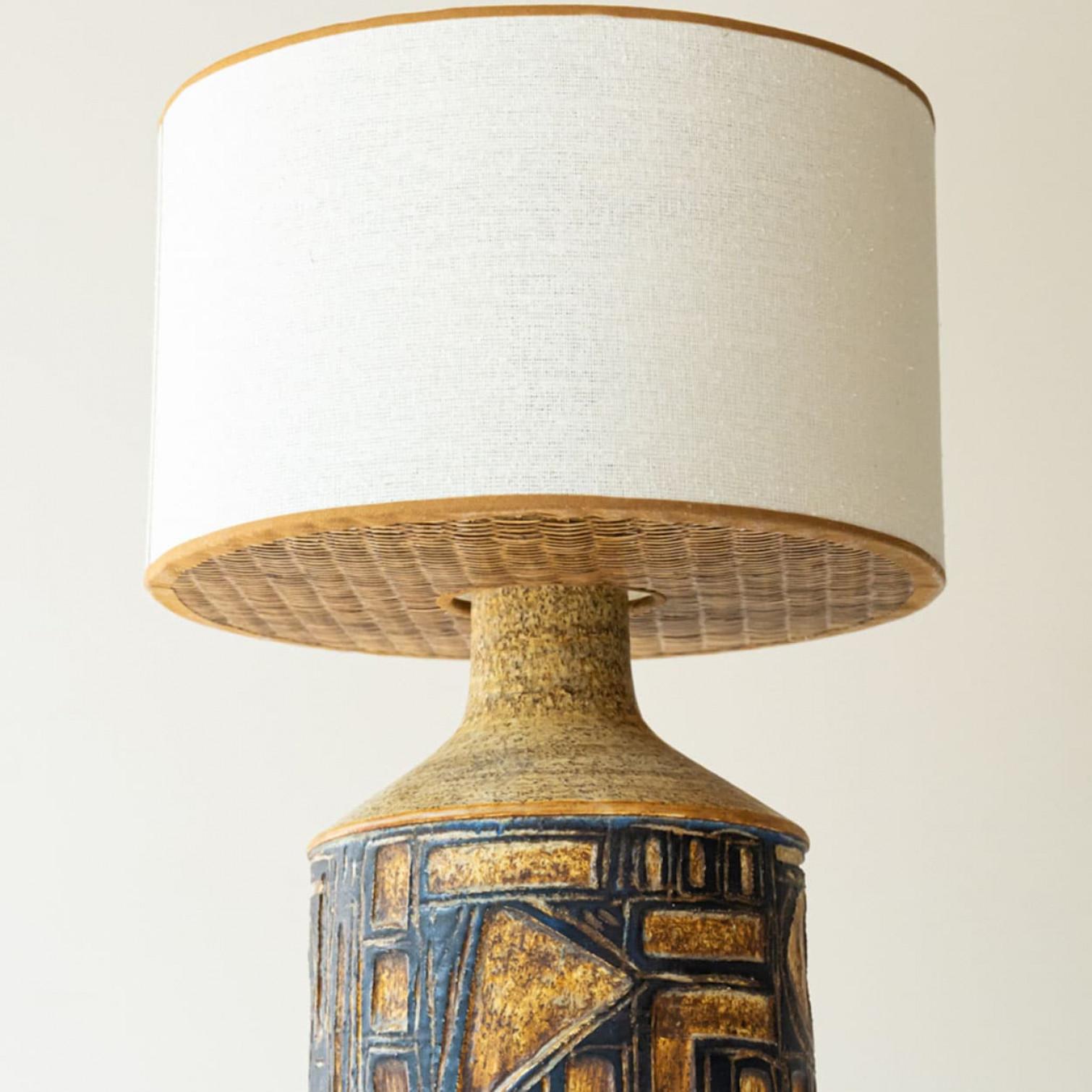 Piar aus grauer und brauner Keramik Tischlampe für Soholm, Dänemark 1960s (Mitte des 20. Jahrhunderts) im Angebot