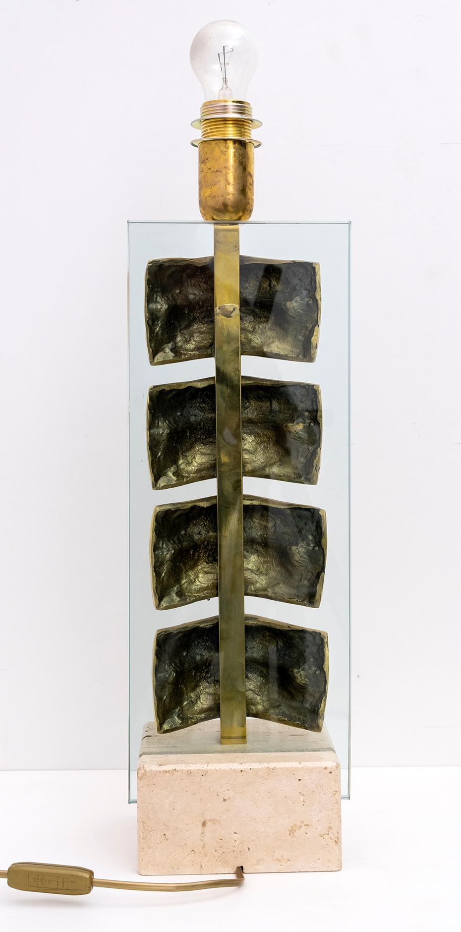 Pair of Modernist Italian Casting Brass Lips Table Lamps 5