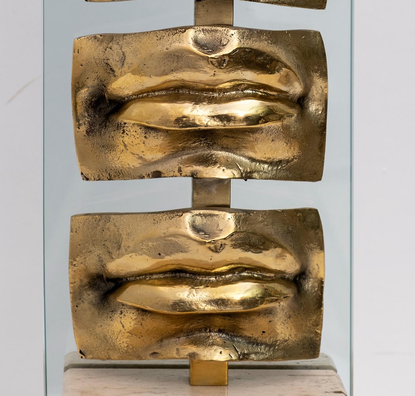 Pair of Modernist Italian Casting Brass Lips Table Lamps 6