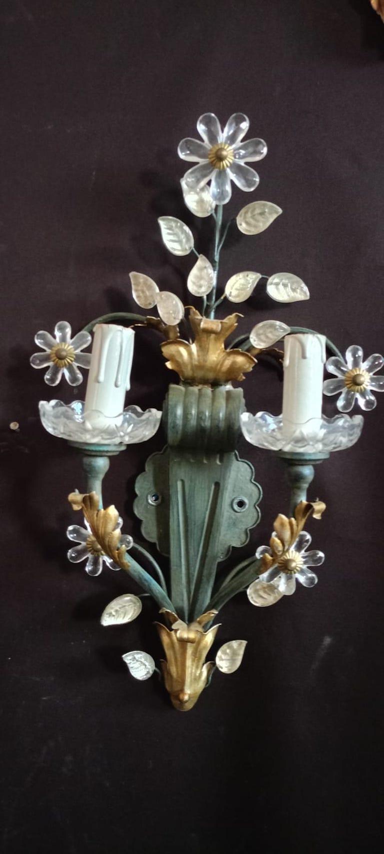 Paar Wandleuchten aus vergoldetem Schmiedeeisen, von Banci Firenze, Italien, ca. 60er Jahre (Moderne der Mitte des Jahrhunderts) im Angebot