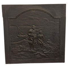 Plaque de cheminée en fonte, scena marina, italie