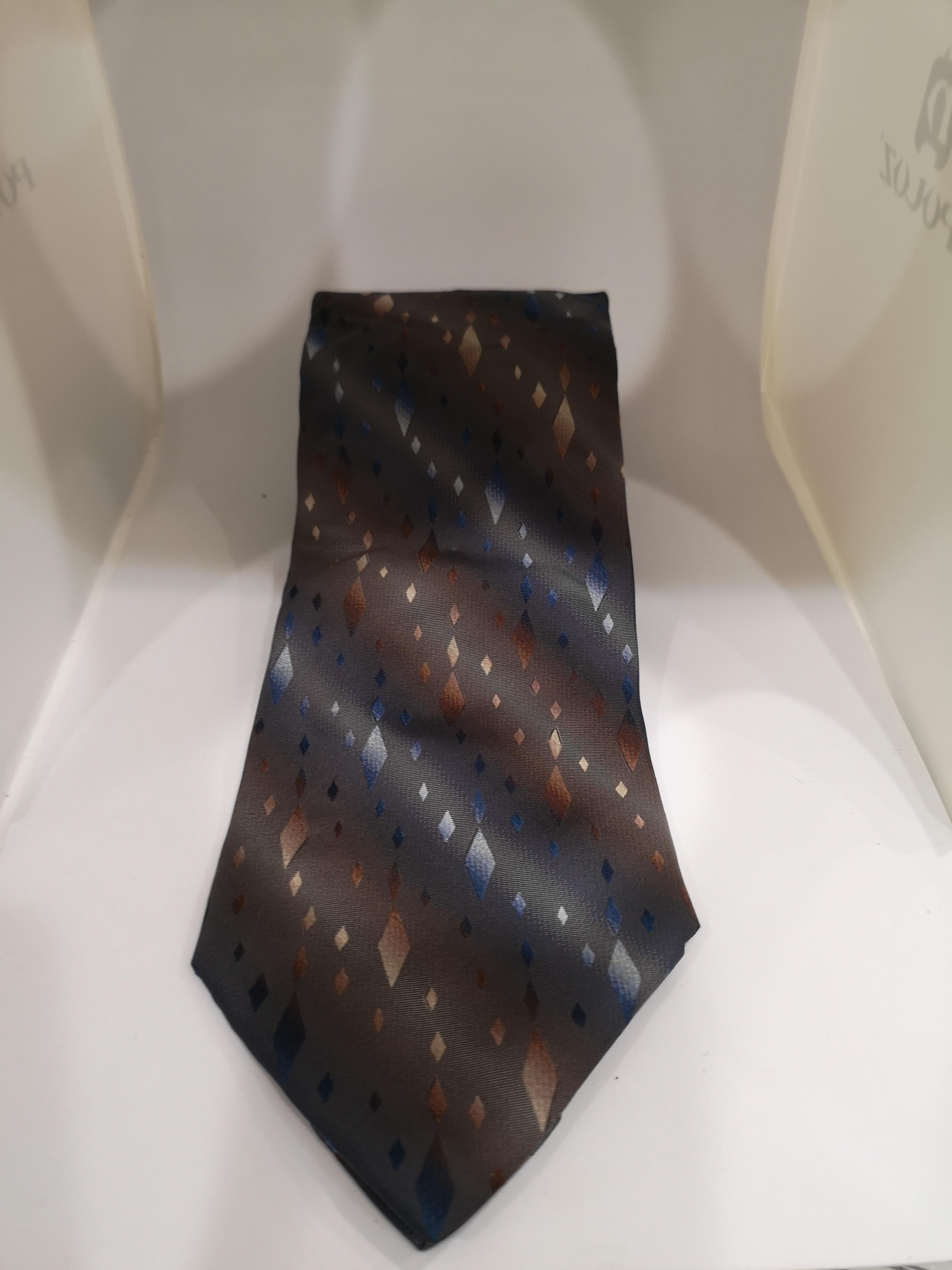 Black Piattelli grey multicoloured silk tie