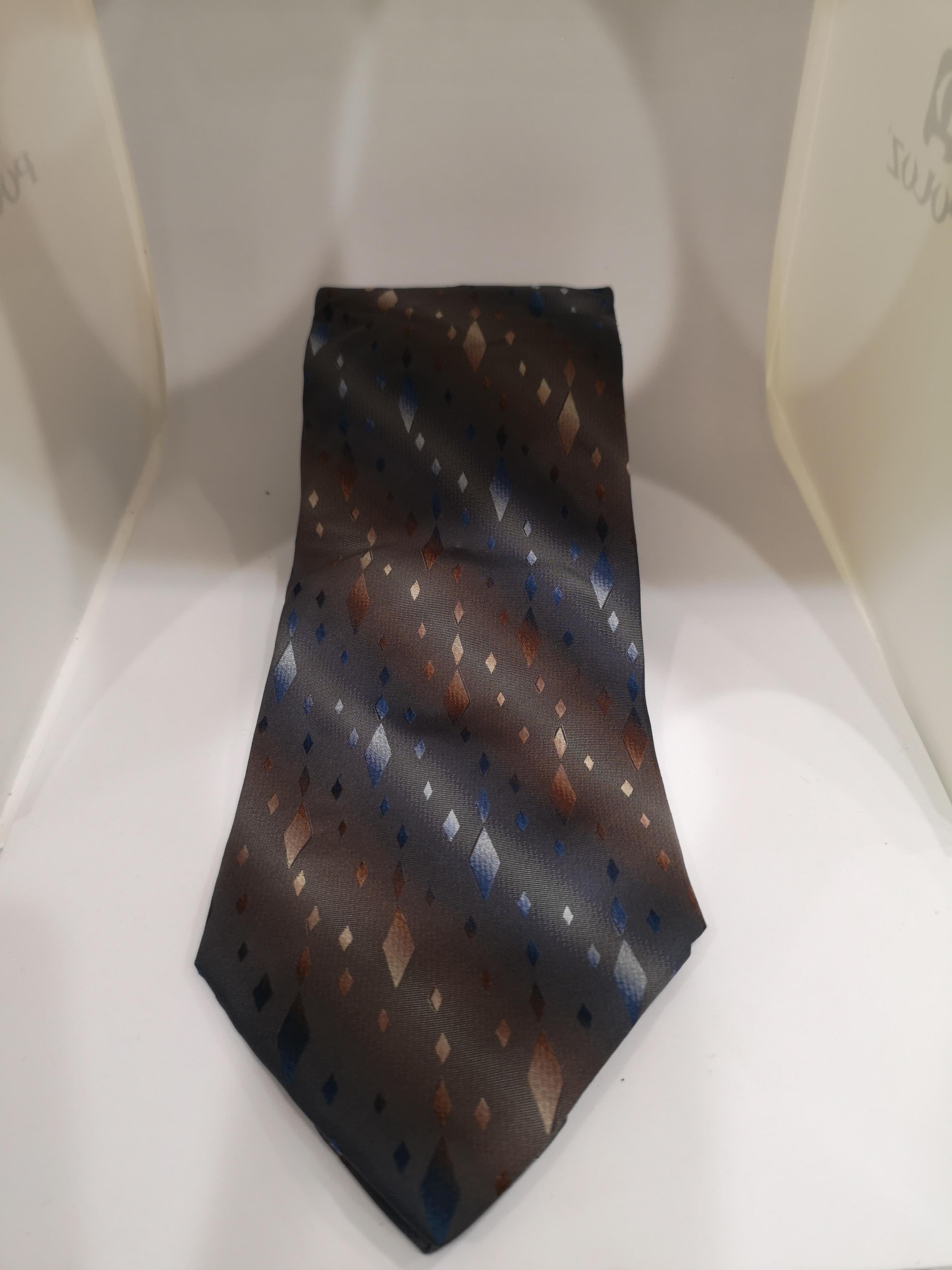 Piattelli grey multicoloured silk tie In Good Condition In Capri, IT