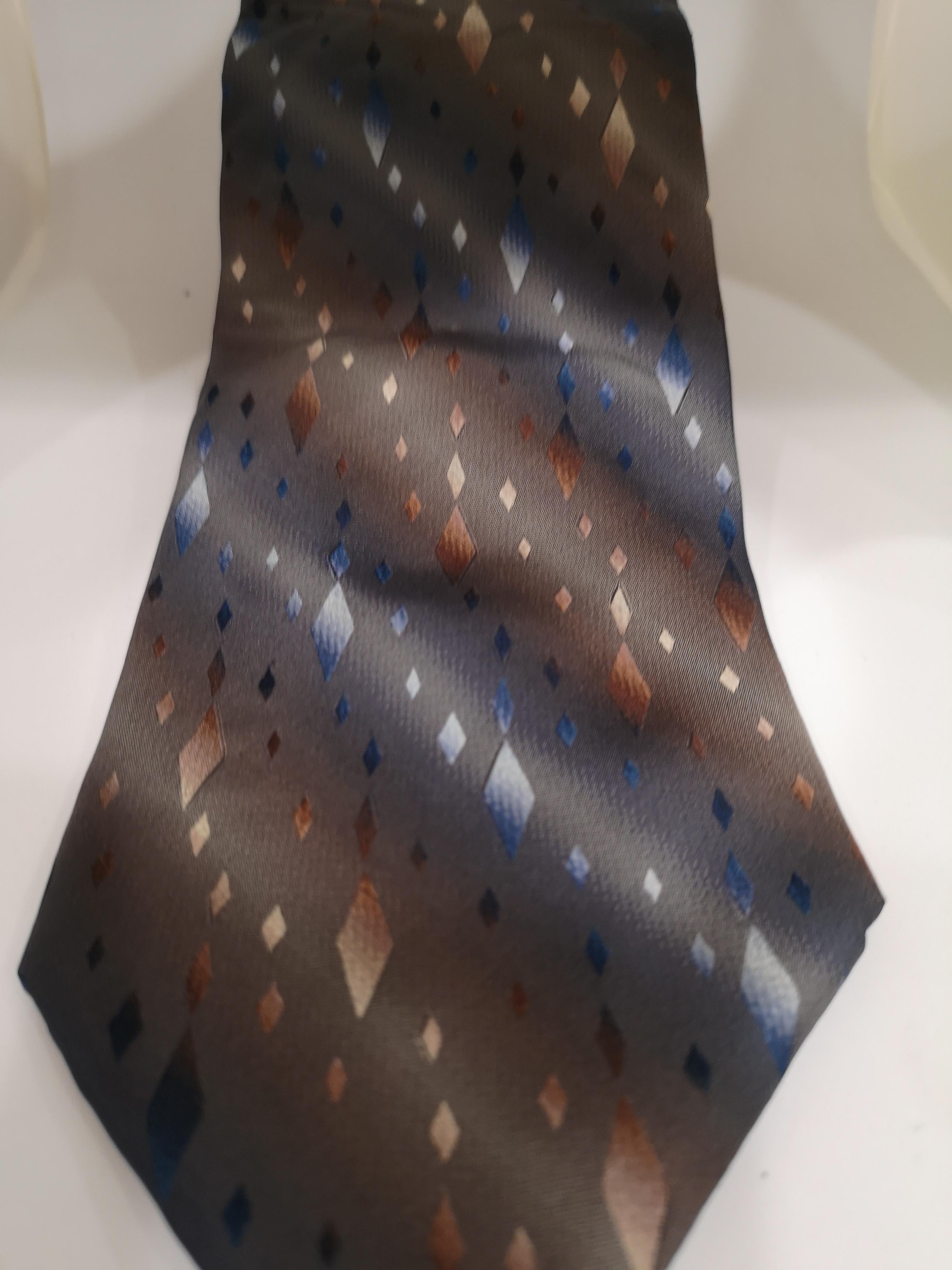 Piattelli grey multicoloured silk tie 1