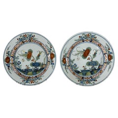 Piatti di Maiolica Italiana 1770 Decoro Al Garofano Manifattura Ferniani Faenza