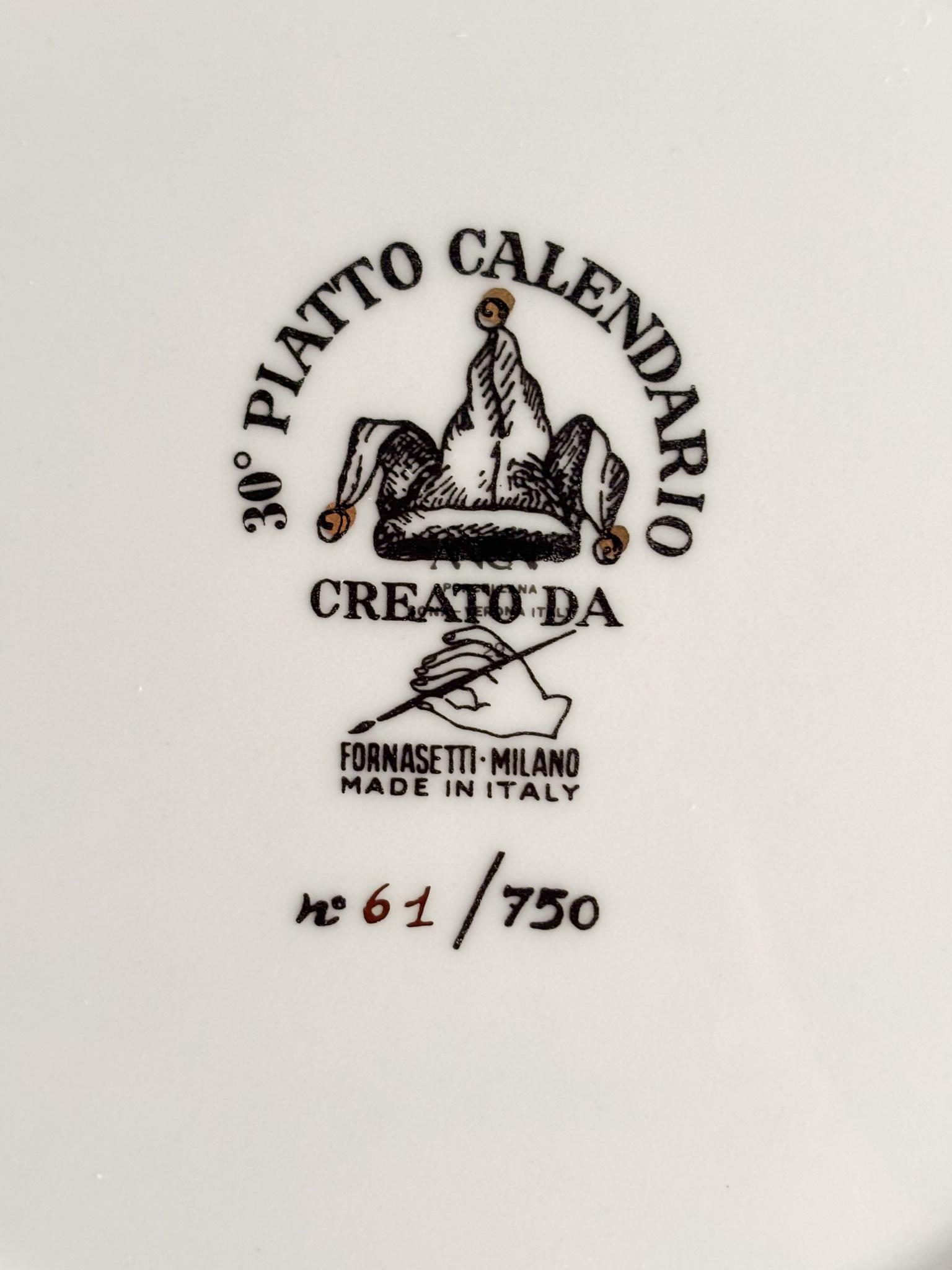 Piatto Calendario in Ceramica Anni 1997 di Fornasetti im Angebot 2