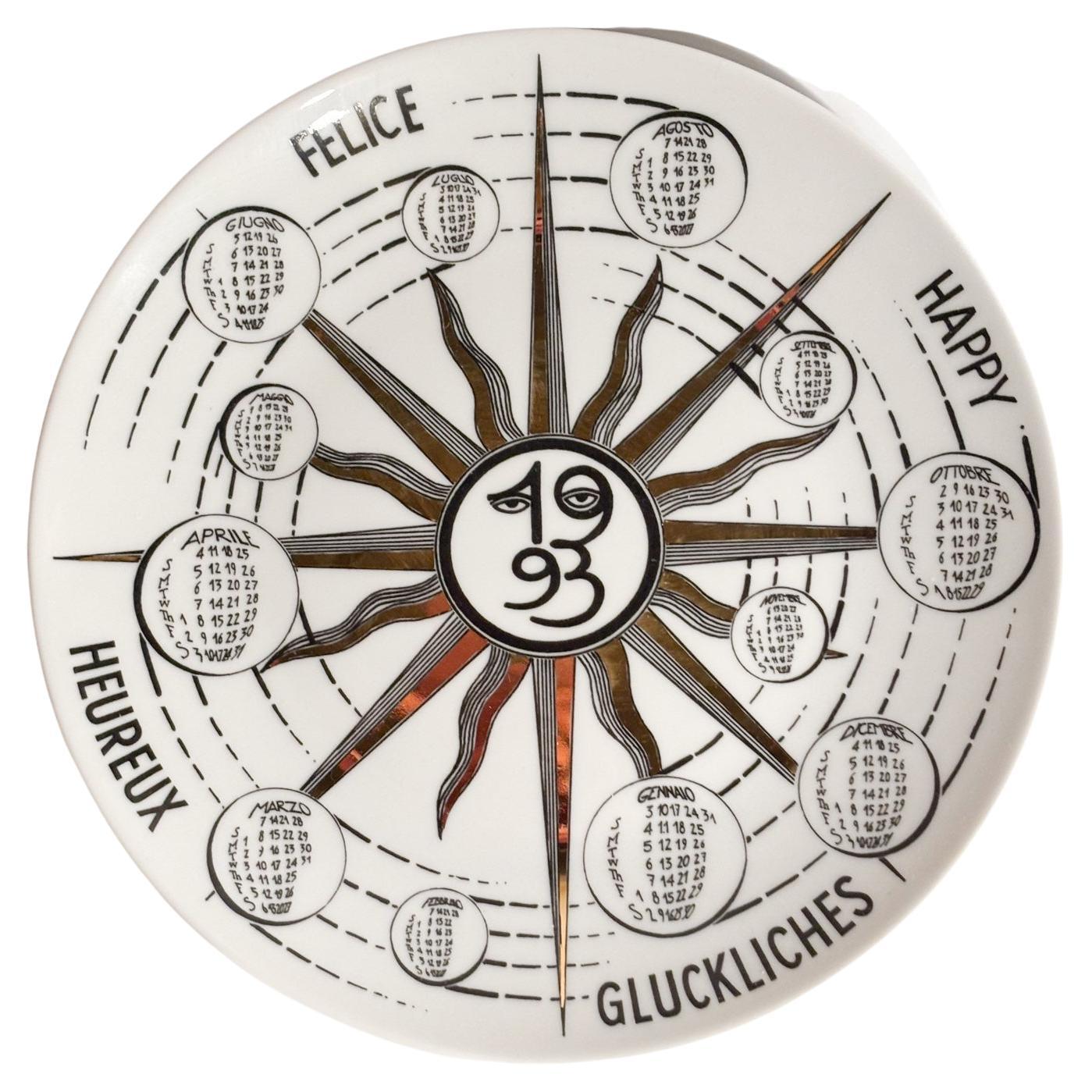 Piatto Calendario in Ceramica di Fornasetti Anni 1993