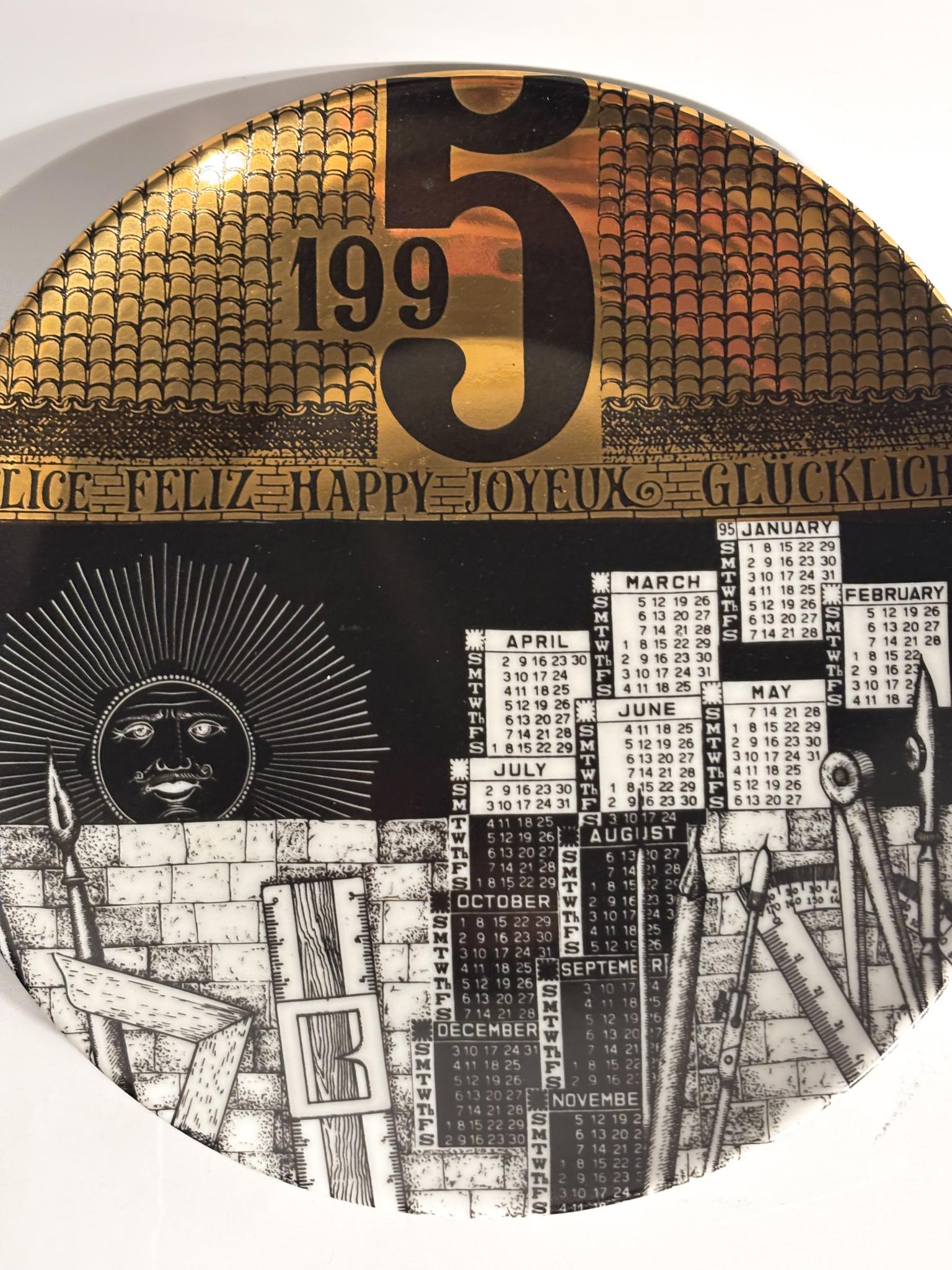 Piatto Calendario in Ceramica di Fornasetti Anni 1995 For Sale 4