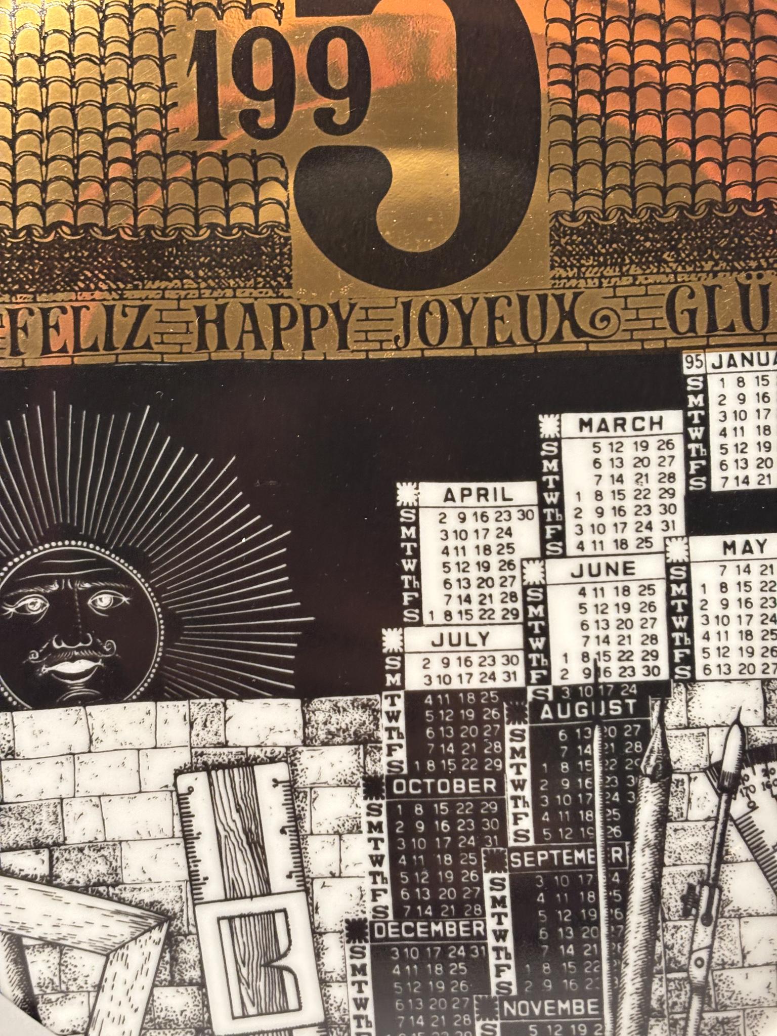 Piatto Calendario in Ceramica di Fornasetti Anni 1995 For Sale 1