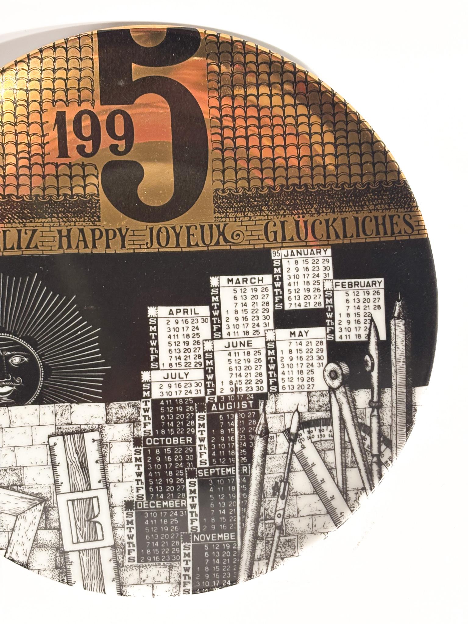 Piatto Calendario in Ceramica di Fornasetti Anni 1995 For Sale 2