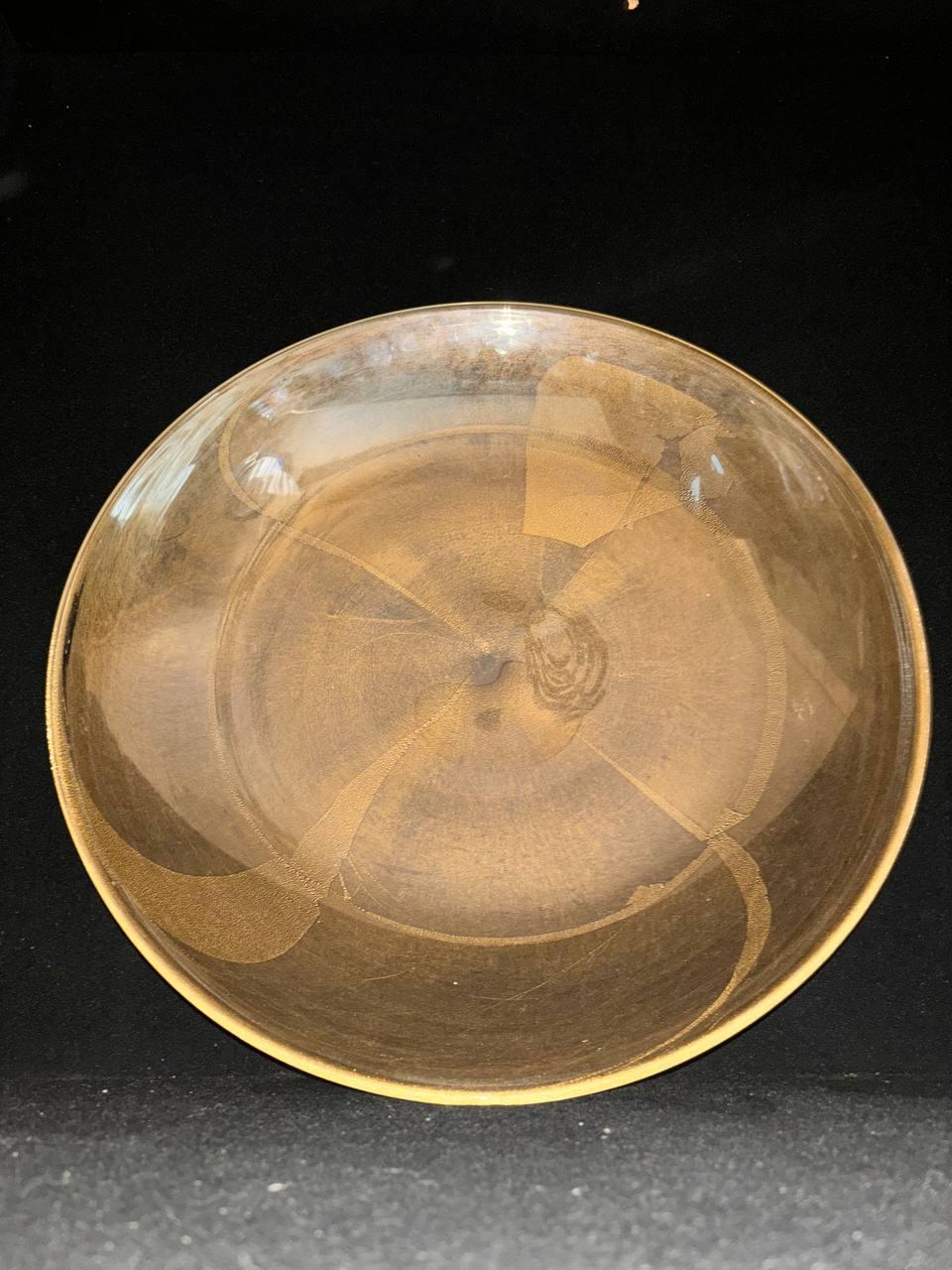 Mid-Century Modern Barovier&Toso clear and gold murano glass centerpiece plate 20th century For Sale