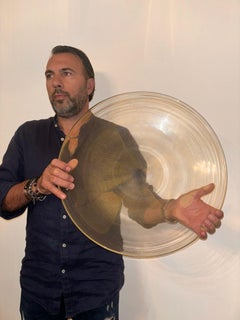 Barovier&Toso clear and gold murano glass centerpiece plate 20th century