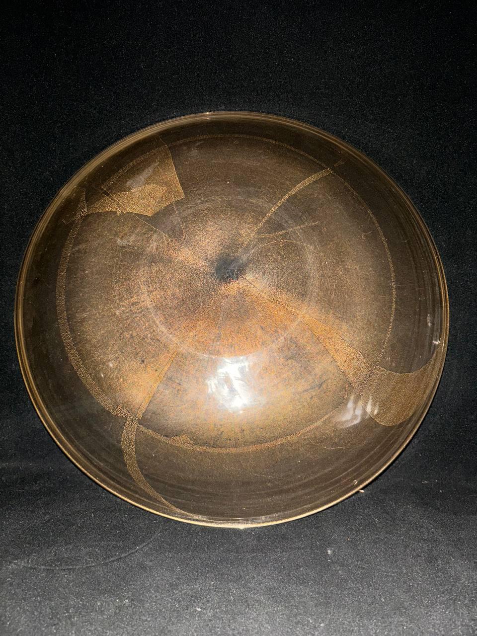 20th Century Barovier&Toso clear and gold murano glass centerpiece plate 20th century For Sale