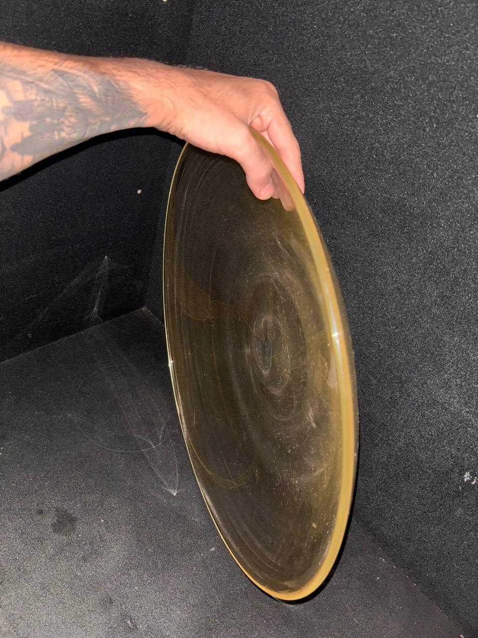 Gold Barovier&Toso clear and gold murano glass centerpiece plate 20th century For Sale