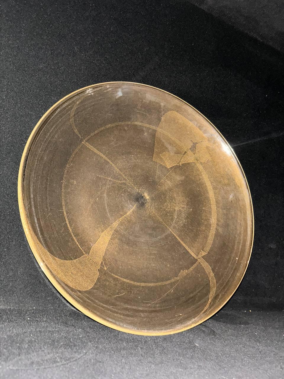 Barovier&Toso clear and gold murano glass centerpiece plate 20th century For Sale 1