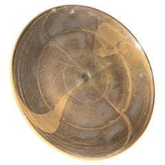Plato de centro de mesa Barovier&Toso en cristal de Murano transparente y oro Siglo XX