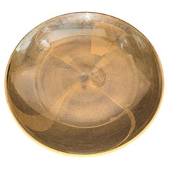 Plateau Barovier&Toso en verre de Murano transparent et or 20e siècle