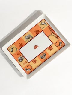 Hermès 'Africa' Collection Dish with Safari Pattern Orange 90s