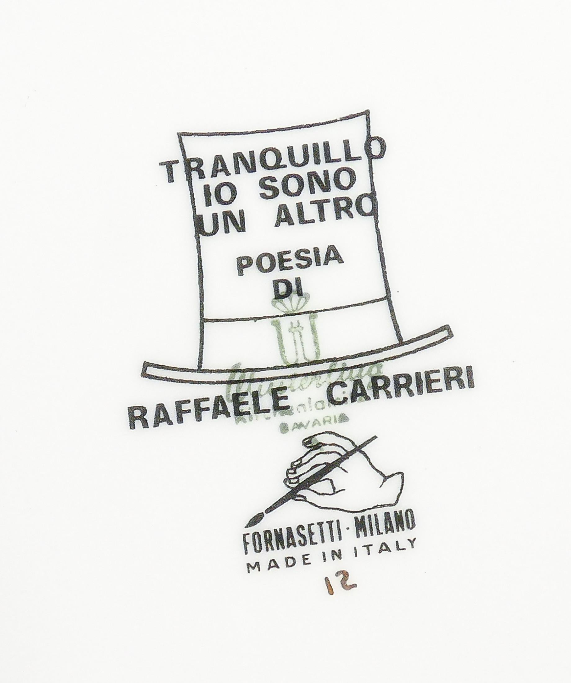 Porcelain Piatto da collezione, design FORNASETTI con poesia di Raffaele CARRIERI For Sale