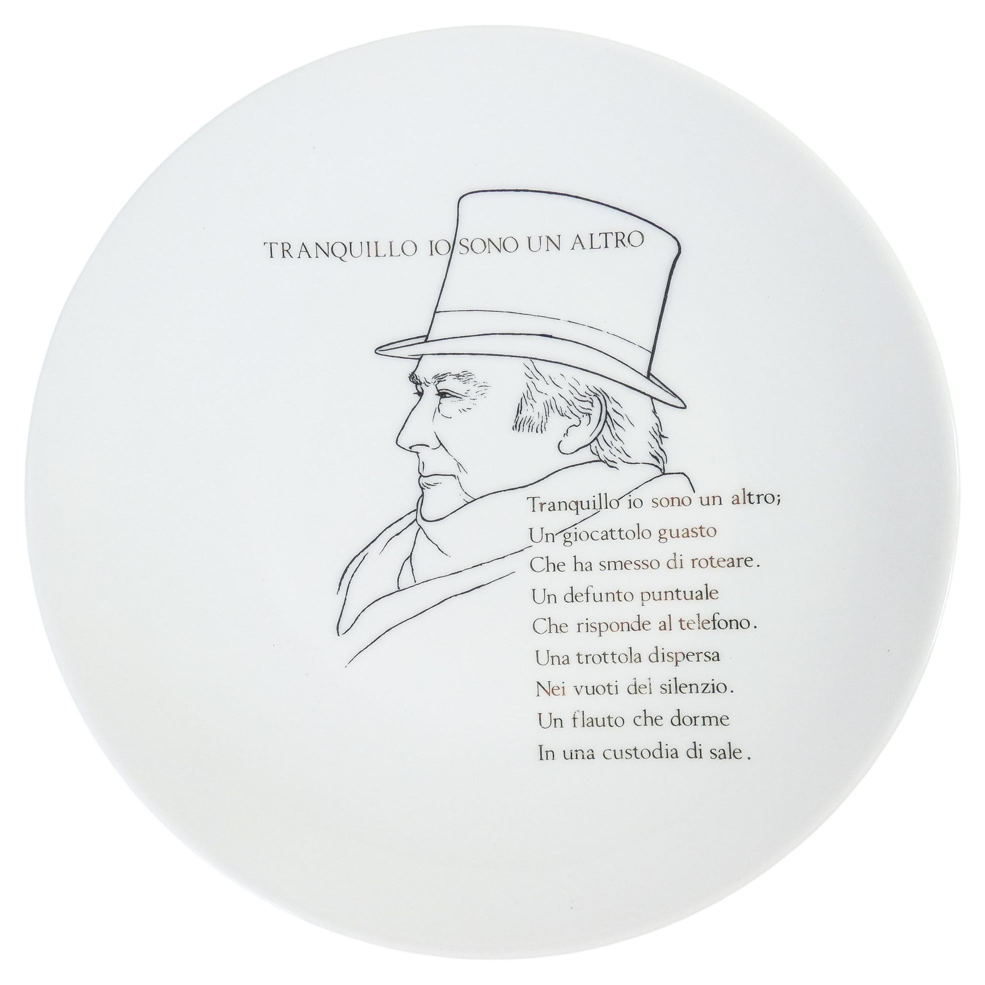 Piatto da collezione, design FORNASETTI con poesia di Raffaele CARRIERI