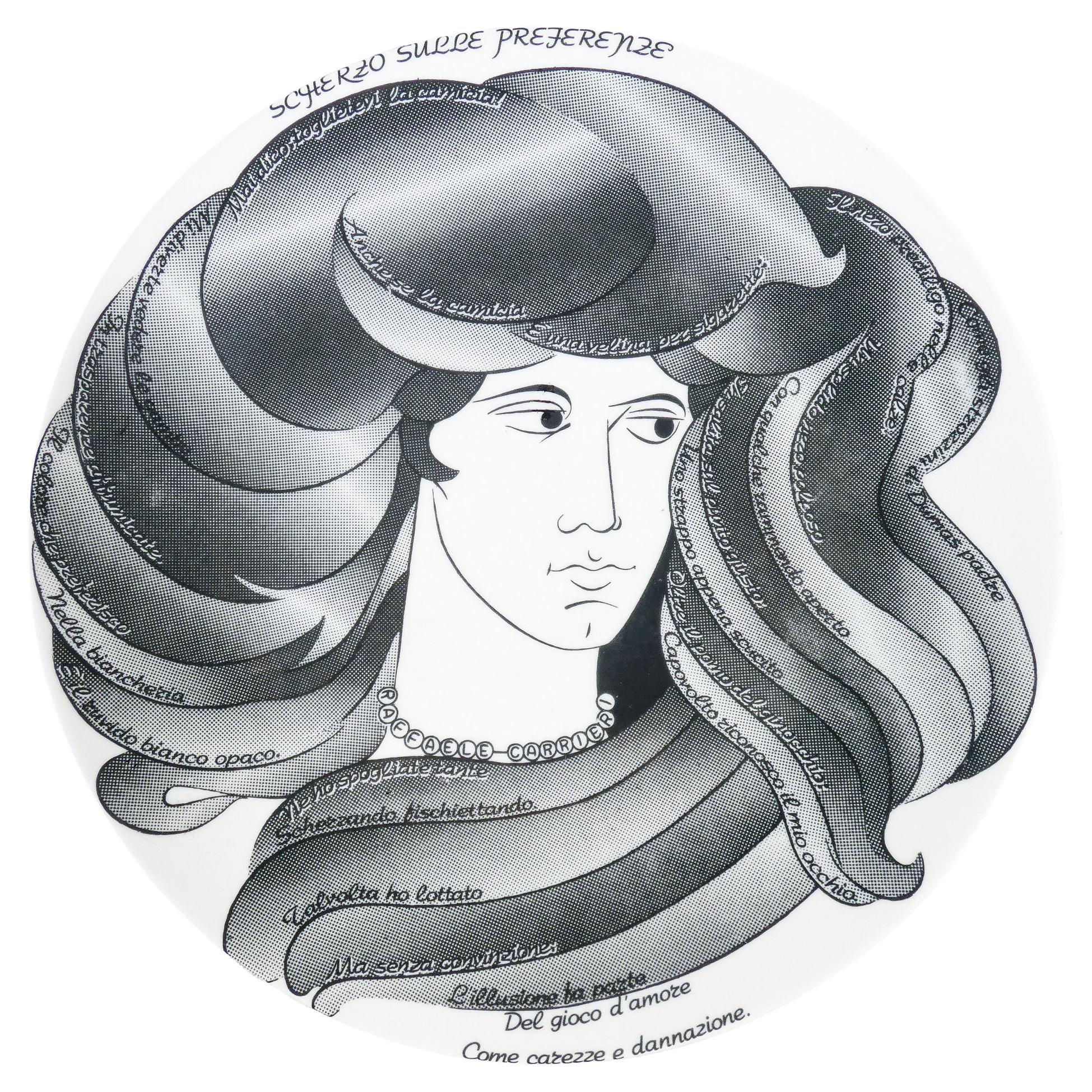 Piatto da collezione, design FORNASETTI Scherzo sulle Preferenze di R. CARRIERI