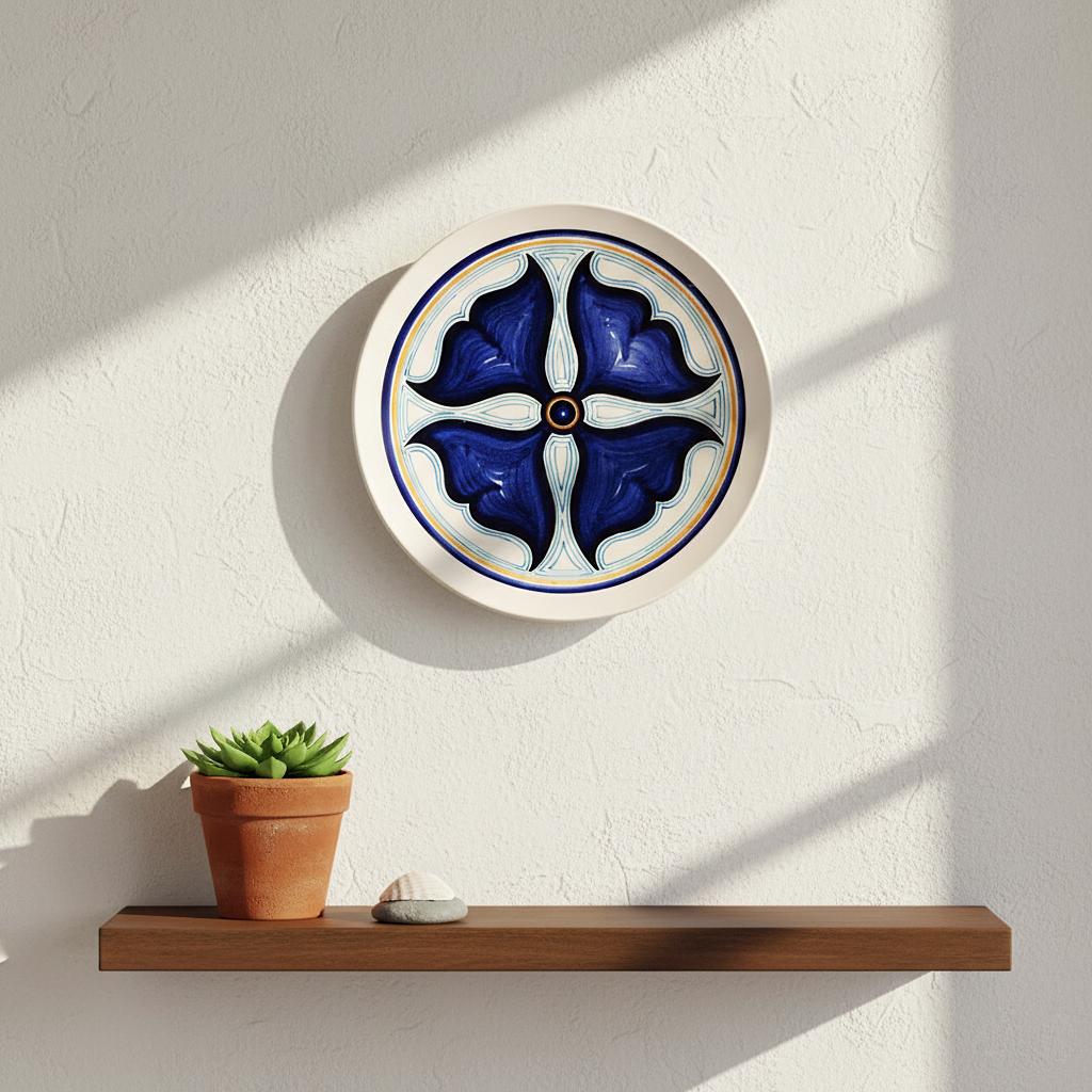 Handbemalter dekorativer Keramikteller aus Sizilien - 'Code IV'. im Zustand „Neu“ im Angebot in Capri Leone, IT