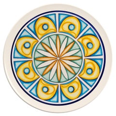 Assiette décorative en céramique peinte à la main en Sicile - 'Yellow eyes'.