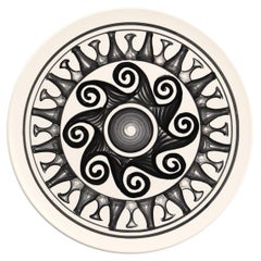 Hand-painted ceramic decorative plate from Sicily - "Spira," monochrome.