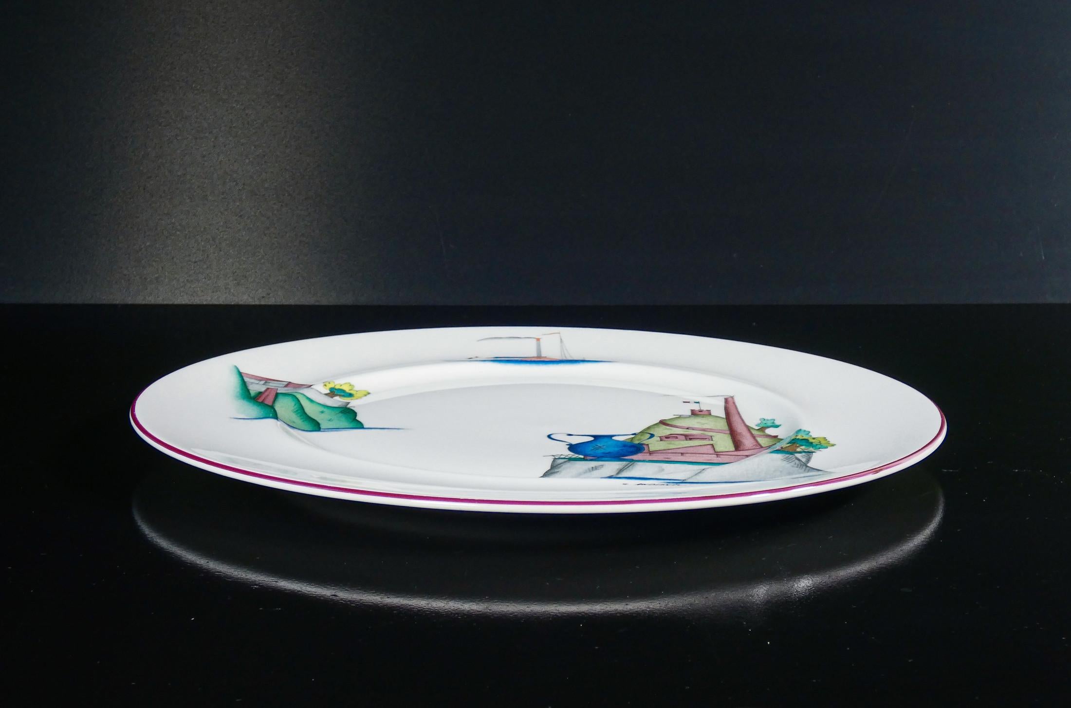 Late 20th Century Assiette décorative en porcelaine, design de Guido ANDLOVITZ. Richard Ginori. 1990 en vente
