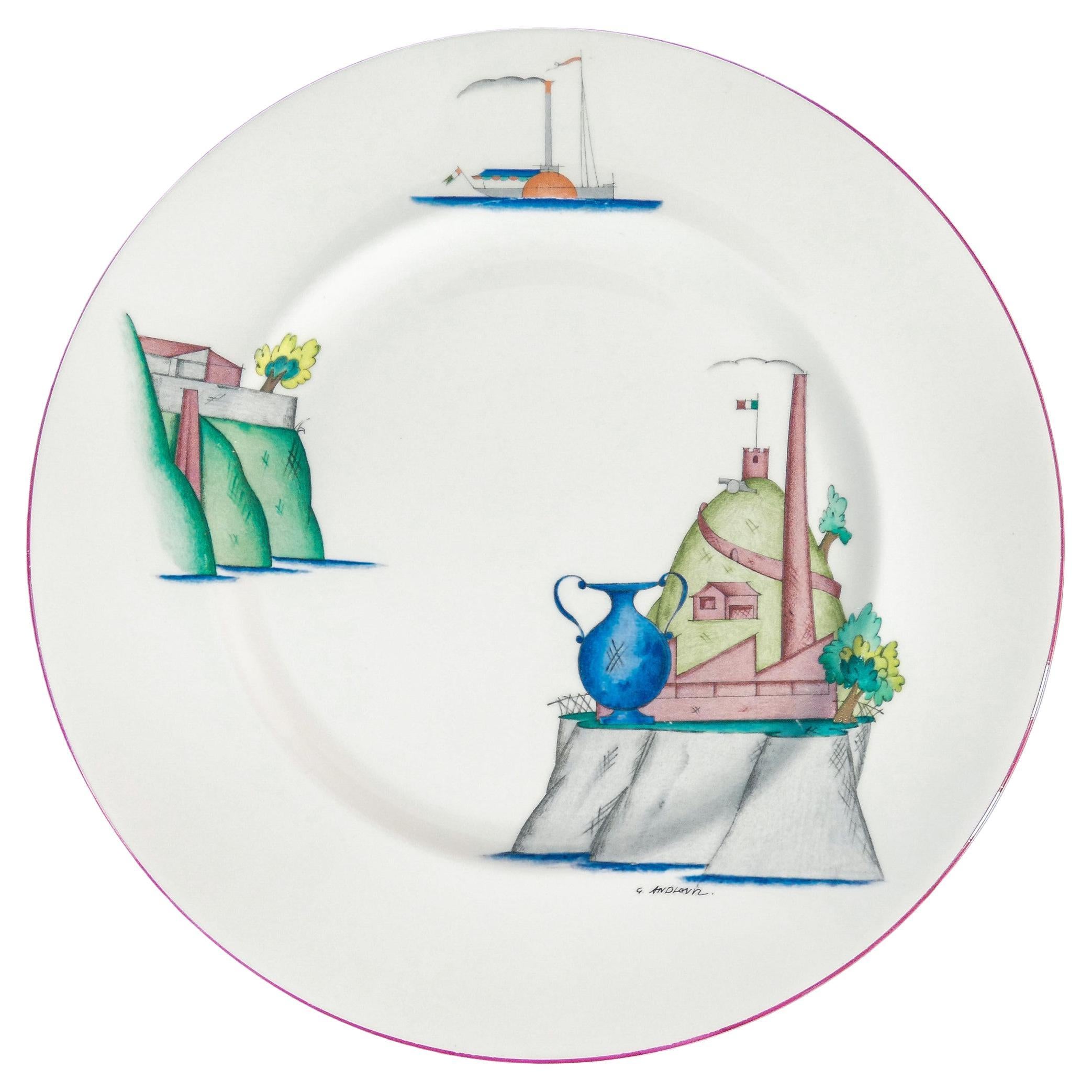 Assiette décorative en porcelaine, design de Guido ANDLOVITZ. Richard Ginori. 1990 en vente