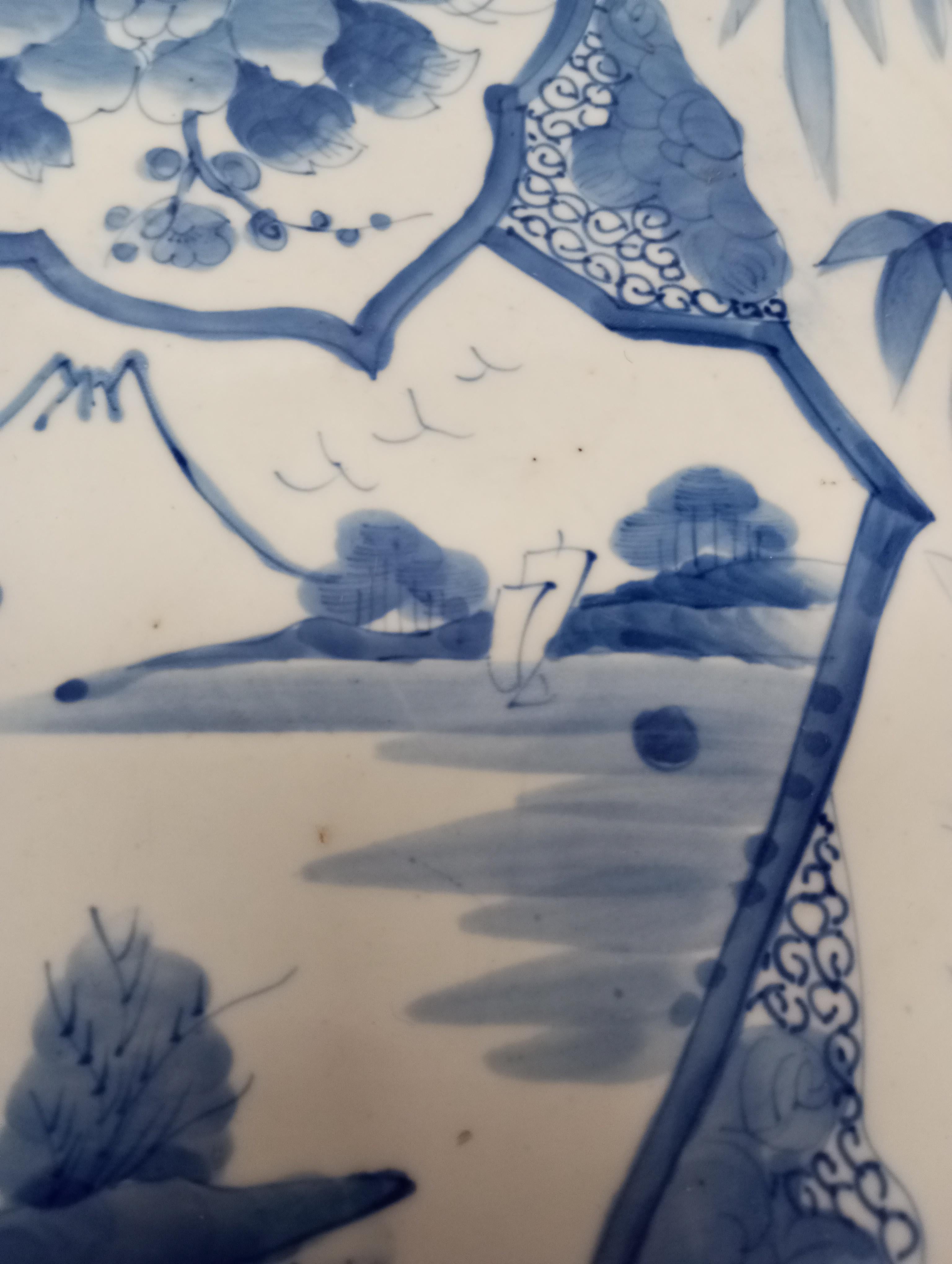 Hand-Painted Large Japanese hand-painted ceramic dish  cm. 47. For Sale