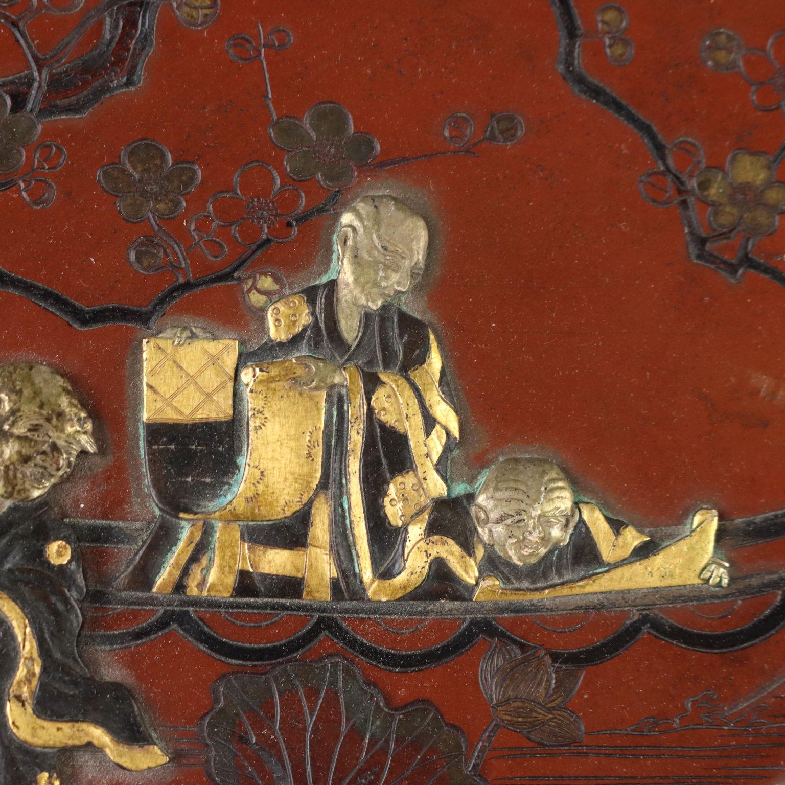 Bronze Plate Japan Meiji Era 1868-1912 In Good Condition For Sale In Milano, IT