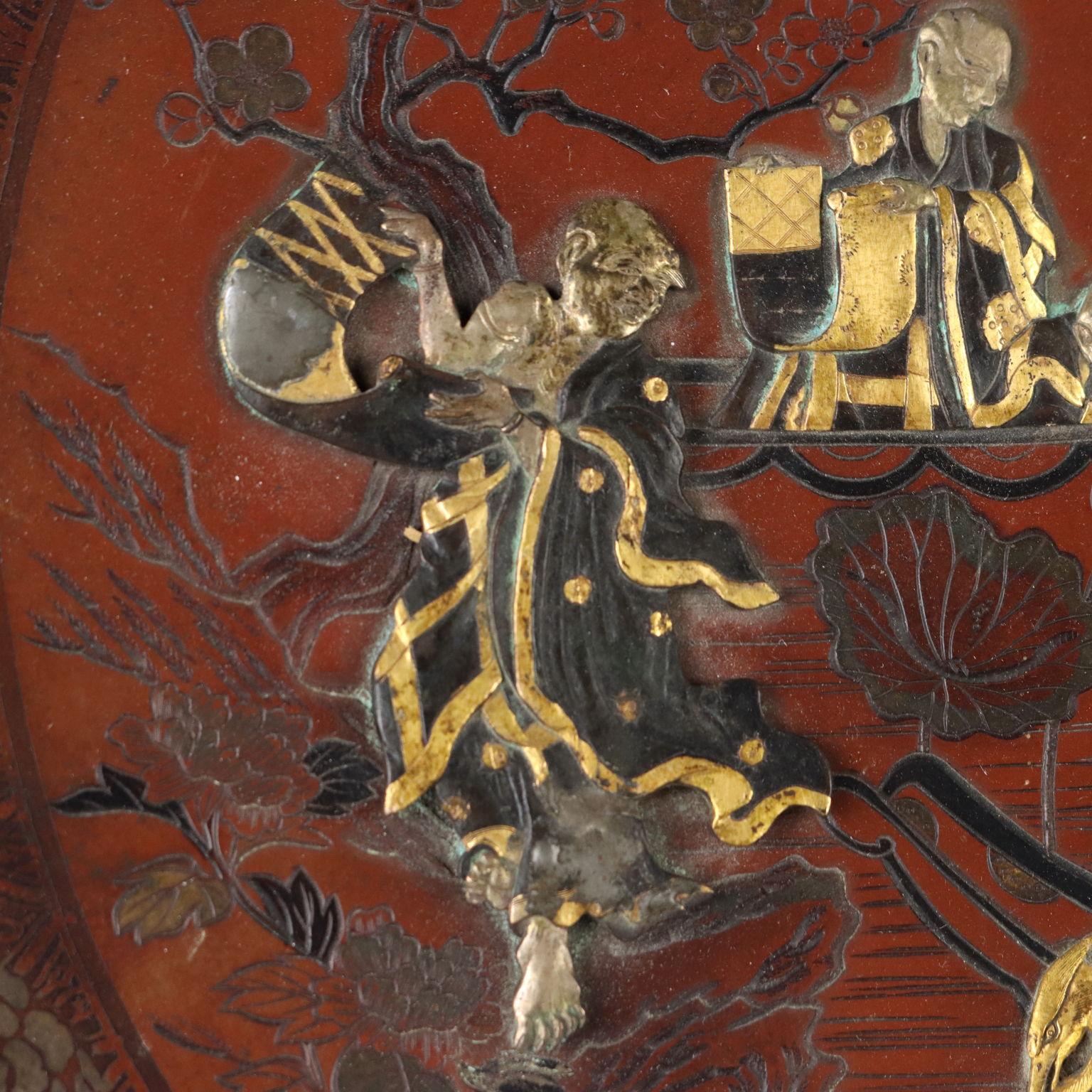 Late 19th Century Bronze Plate Japan Meiji Era 1868-1912 For Sale