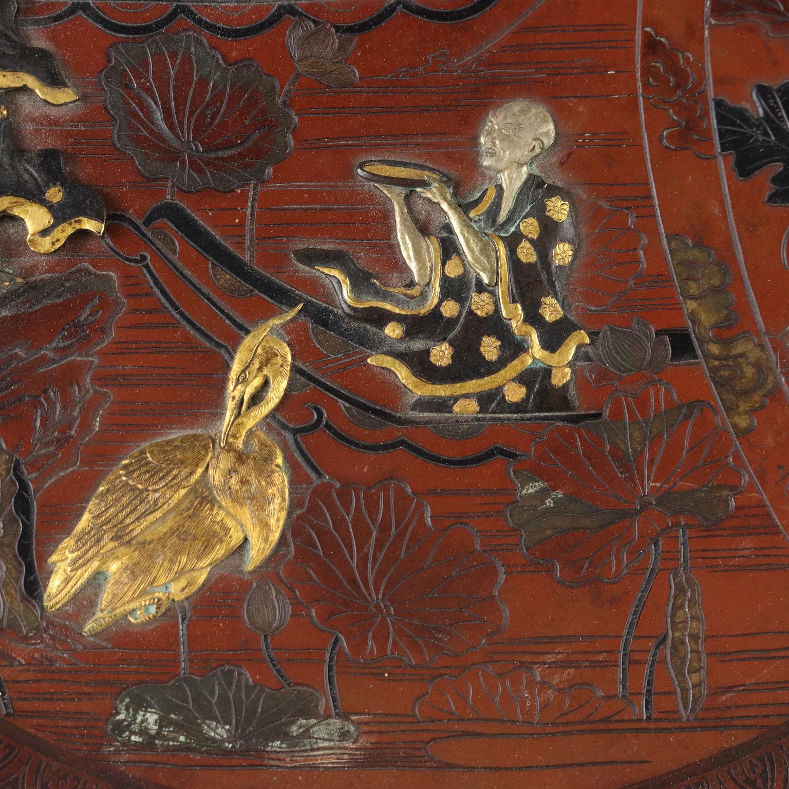 Bronze Plate Japan Meiji Era 1868-1912 For Sale 1