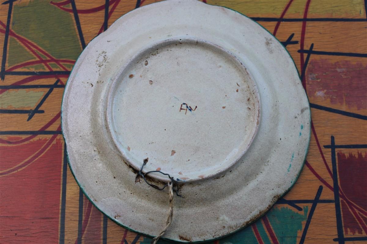 Plato redondo de cerámica Avallone Vietri sul Mare Mediados de siglo con casitas en Bueno estado para la venta en Palermo, Sicily
