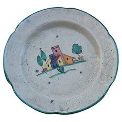 Piatto in Ceramcia Rotondo Avallone Vietri sul Mare Mid-century con Casette