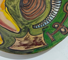 Decorated Ceramic Plate by Giovanni Corrao Italy 70s/80s Mid-Century Modern
