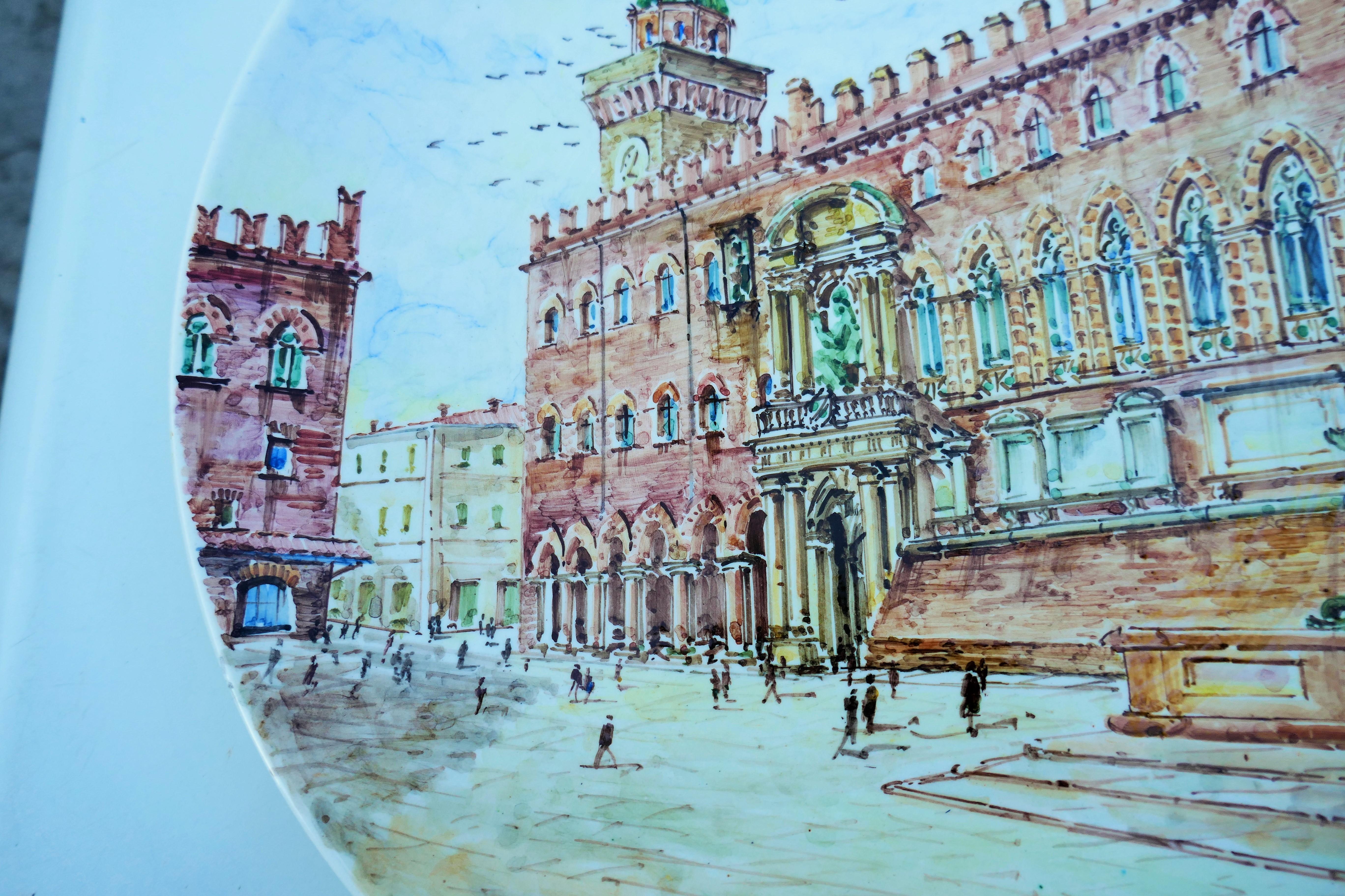 Ceramica Piatto in ceramica di Athos Corticelli per negozio d'Arte Bordoli in vendita