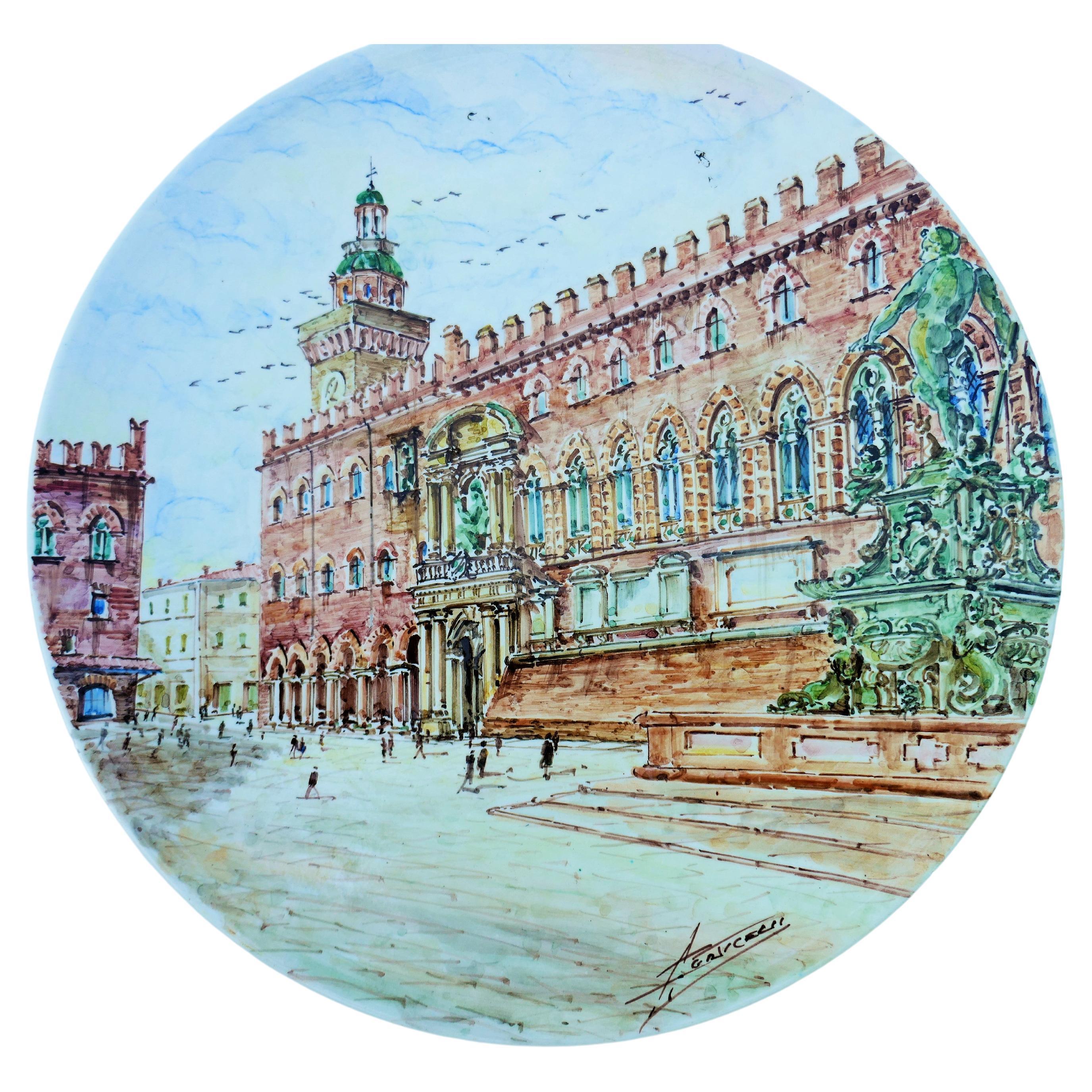 Assiette en céramique d'Athos Corticelli pour Bordoli Art Shop