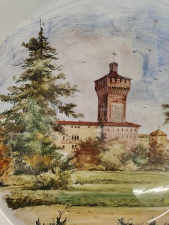 Handbemalter Keramikteller mit Garten von Otello de Maria, Italien, 1960
