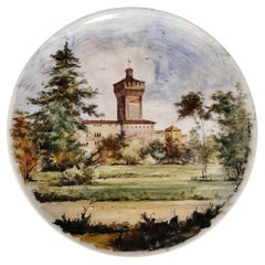 Plato de cerámica con jardín pintado a mano por Otello de Maria, Italia, 1960