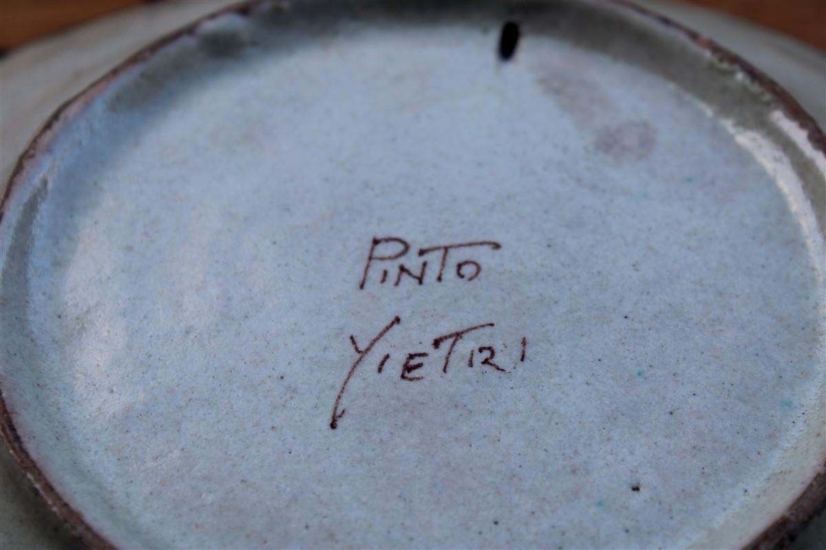 Piatto In Ceramica Vietrese 1950 con carro asino donna scuola Gambone per Pinto 1