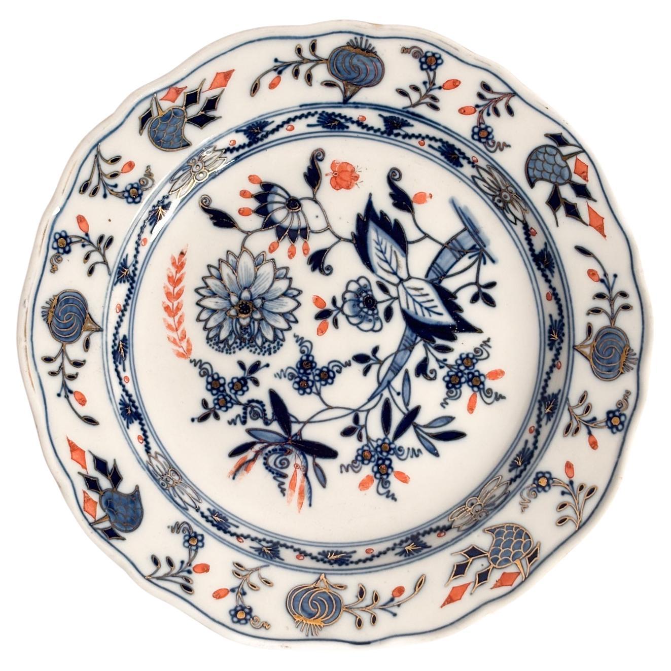 Piatto in Porcellana di Meissen Dipinta a Mano Anni 60