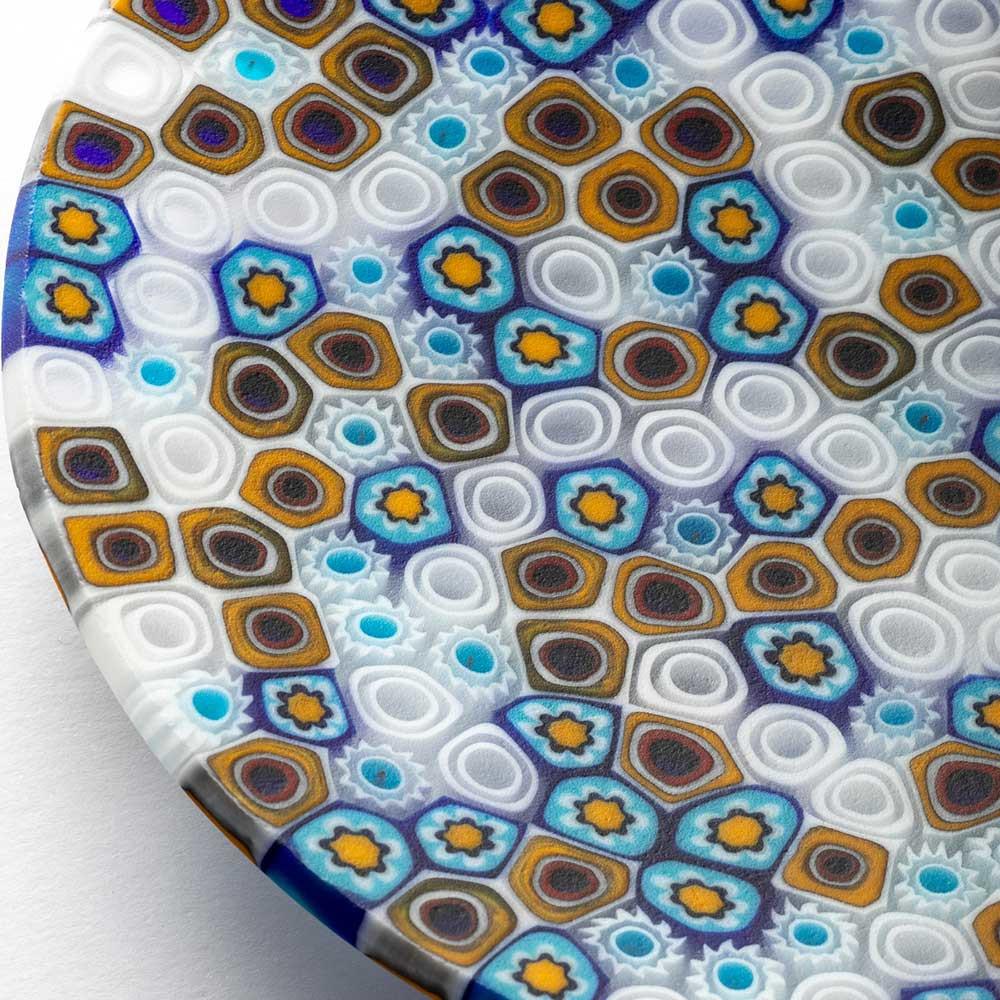 Fatto a mano Piatto in vetro di Murano in murrine millefiori cm 13 in vendita