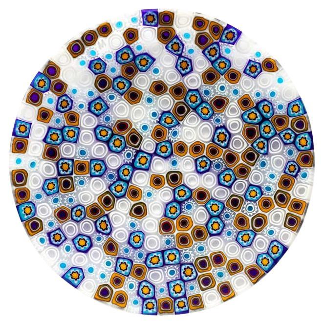 Piatto in vetro di Murano in murrine millefiori cm 13 in vendita