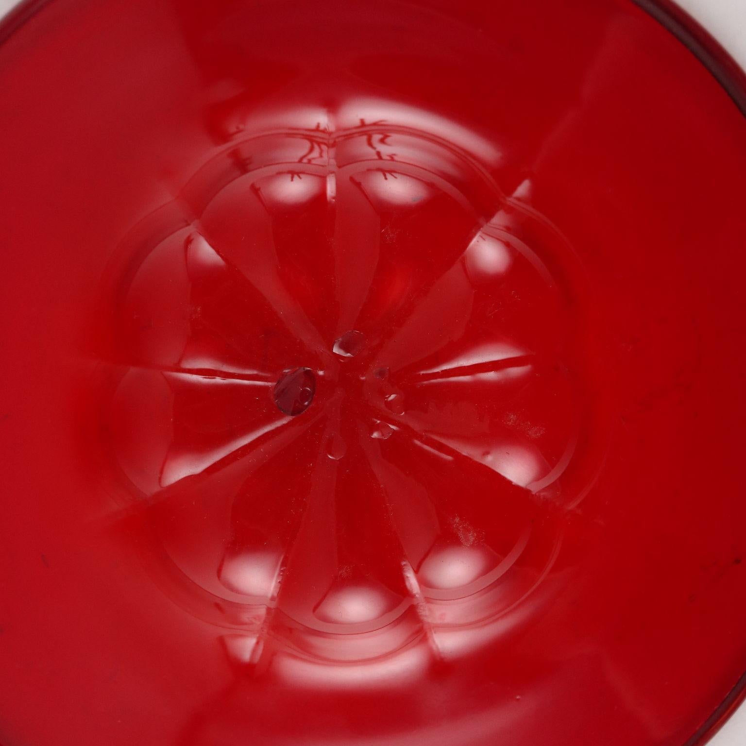 Vittorio Zecchin Blown Glass Dish, 1920s, red In Good Condition For Sale In Milano, IT