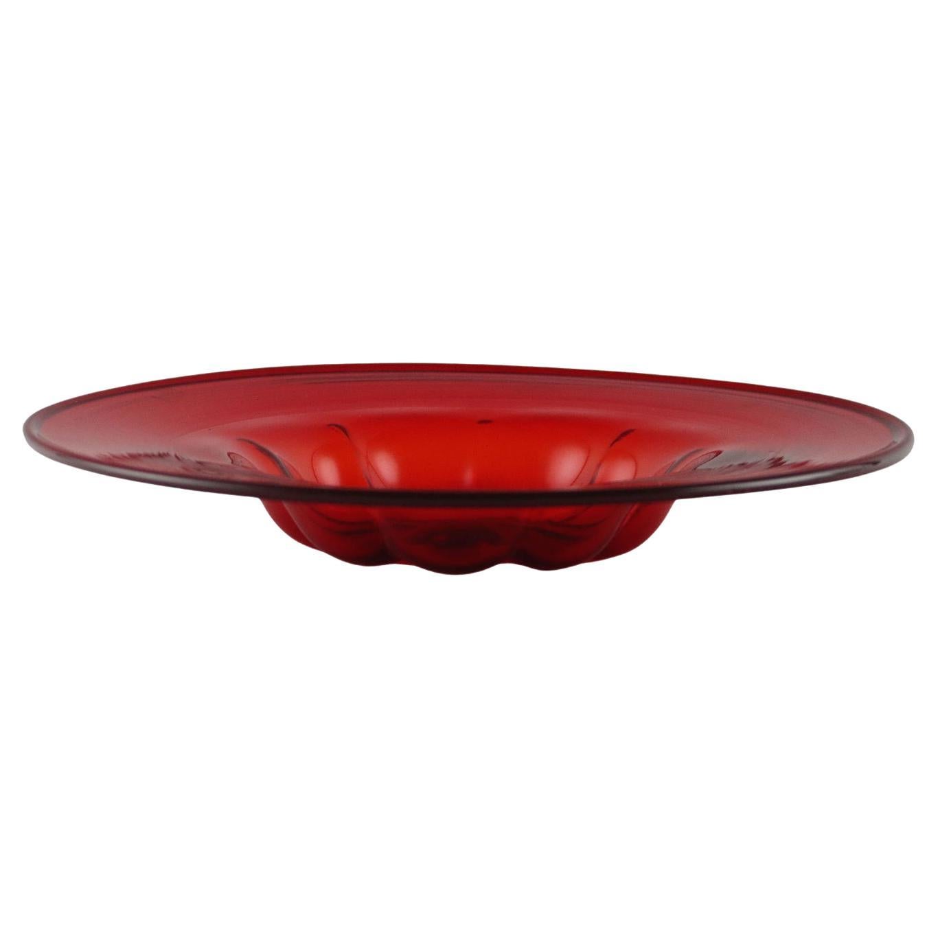 Vittorio Zecchin Blown Glass Dish, 1920s, red