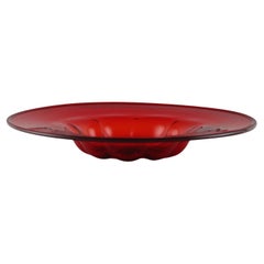 Antique Vittorio Zecchin Blown Glass Dish, 1920s, red