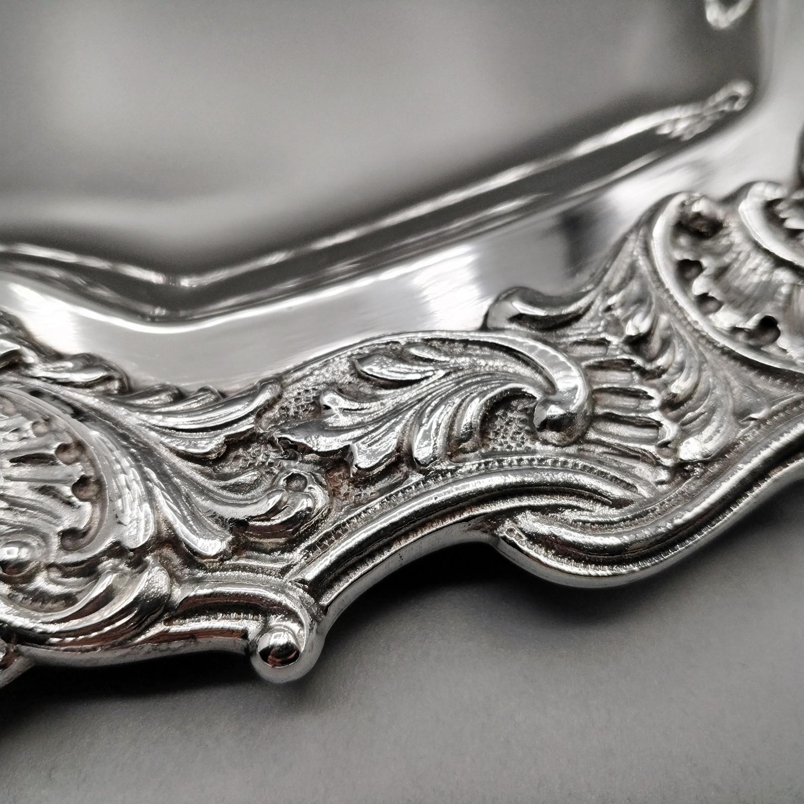 20th century Italian plate made of 800 silver in baroque style For Sale 3