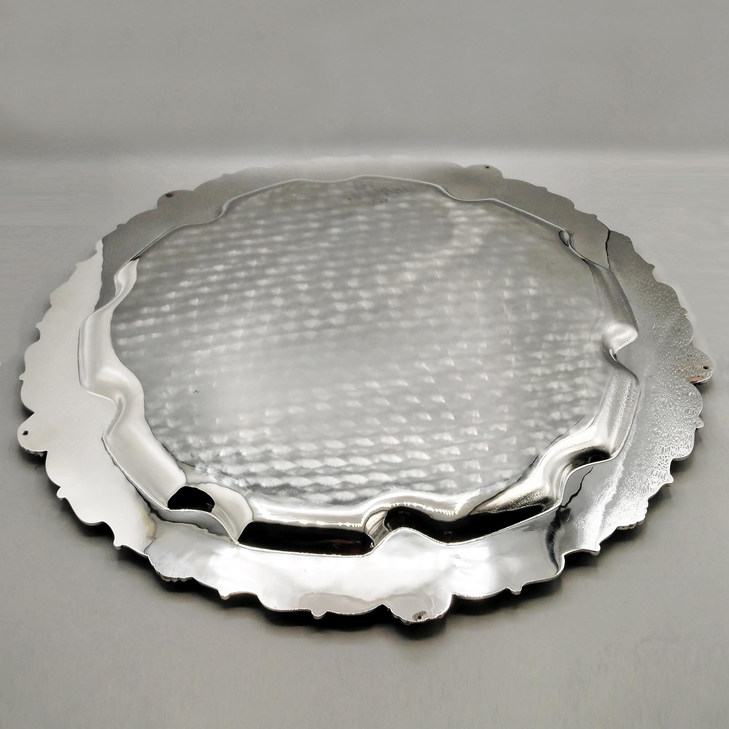20th century Italian plate made of 800 silver in baroque style For Sale 6